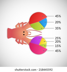 Set of circular diagram in the form of a cancer claw. Vector illustration
