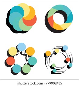 Set of circular diagrams and charts