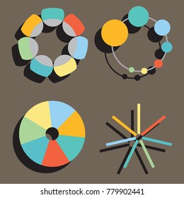 Set of circular diagrams and charts