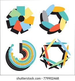 Set of circular diagrams and charts