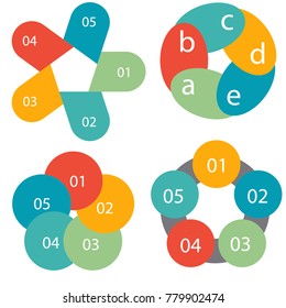 Set of circular diagrams and charts