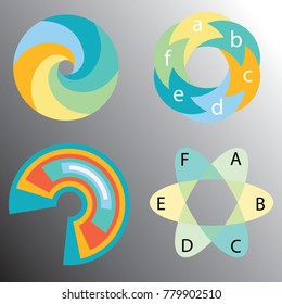 Set of circular diagrams and charts