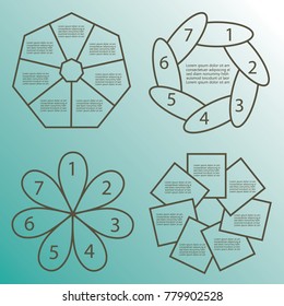 Set of circular diagrams and charts