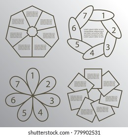Set of circular diagrams and charts