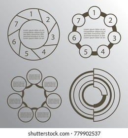 Set of circular diagrams and charts