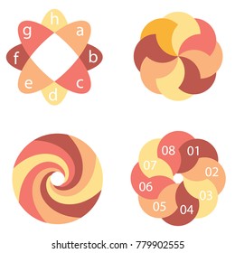 Set of circular diagrams and charts