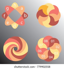 Set of circular diagrams and charts