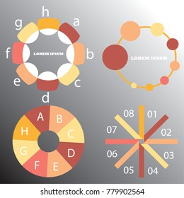 Set of circular diagrams and charts