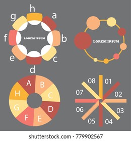 Set of circular diagrams and charts