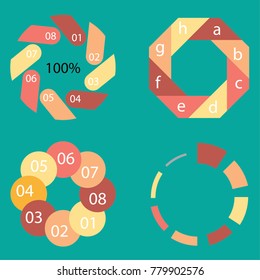 Set of circular diagrams and charts