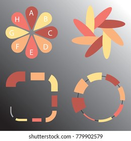 Set of circular diagrams and charts