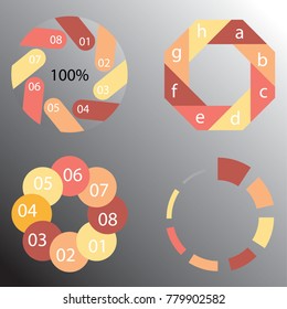 Set of circular diagrams and charts