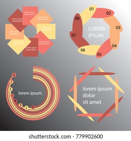 Set of circular diagrams and charts