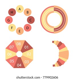 Set of circular diagrams and charts