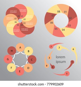 Set of circular diagrams and charts