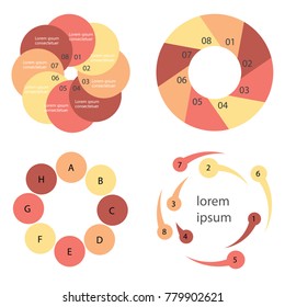 Set of circular diagrams and charts