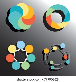 Set of circular diagrams and charts