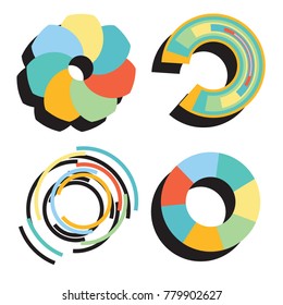 Set of circular diagrams and charts