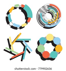 Set of circular diagrams and charts