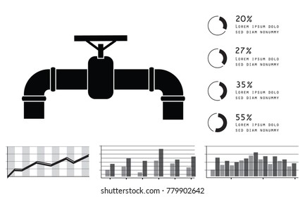 Set of circular diagrams and charts