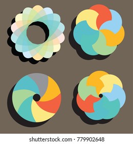 Set of circular diagrams and charts