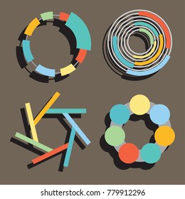 Set of circular diagrams and charts