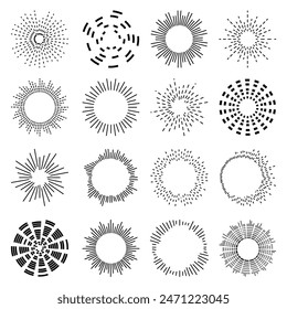 Set circular equalizer. Audio waves for music sounds. Abstract radial radio and voice volume symbol.