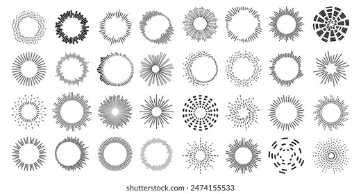 Set circular equalizer. Audio waves for music sounds. Abstract radial radio and voice volume symbol.