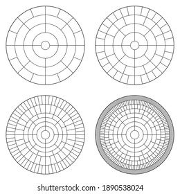 Set Of Circular Family Tree Template. Genealogy Round Chart In Vector. Mosaic Circular Tiles Pattern.