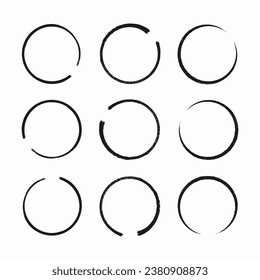 Set of circular frames. Collection hand drawn round shape. Sketch of circular doodles with a marker. Vector illustration on a isolation white background.