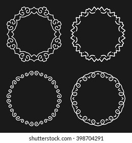 Set of circular frames isolated on white background. Vintage collection framework.