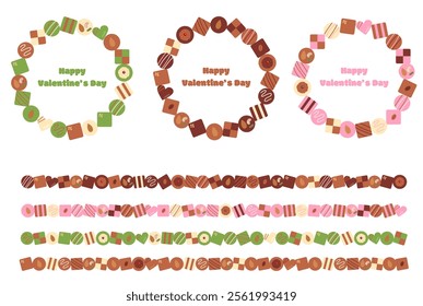 Set of circular frames and ruled lines made of chocolate.Use it as a visual for Valentine's Day!