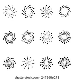 Set of circular geometric abstract dot symbols different shapes