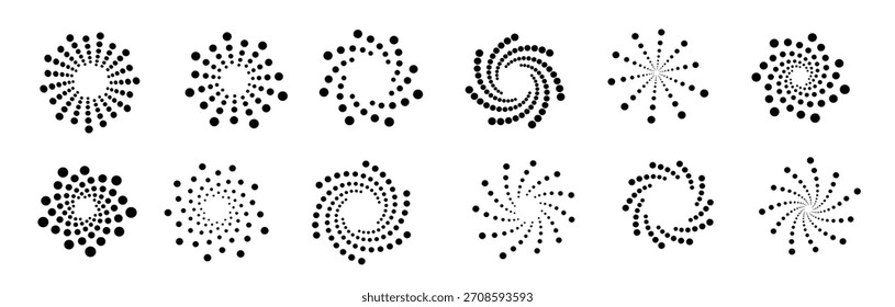 Conjunto de símbolos de puntos abstractos geométricos circulares diferentes Formas