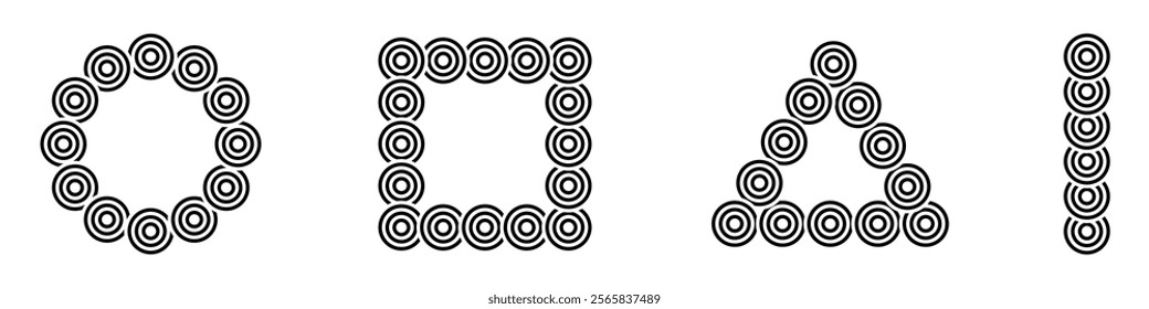 Set of Circular Geometric Pattern Icons, Minimalist Abstract Circle Designs for Creative Projects, Digital Art, Web Graphics, and Decorative Elements, Modern Vector Illustration