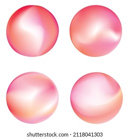 A set of circular gradients. Multicolored burgundy sphere. Modern abstract background texture. Template for the design. Isolated objects. Vector