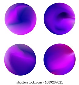 A set of circular gradients. Multicolored purple sphere. Modern abstract background texture. Template for the design. Isolated objects. Vector