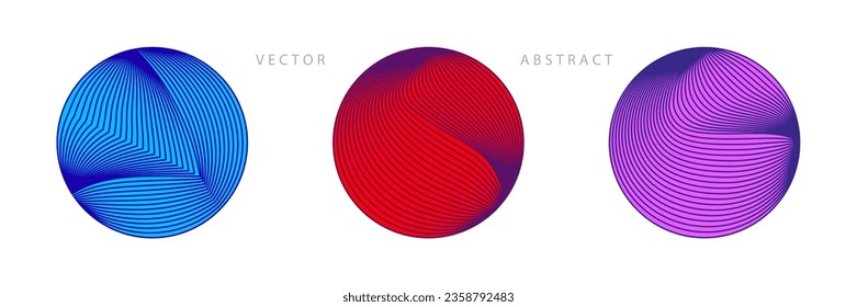 Set of Circular Graphic Elements. Abstract Geometric Linear Symbols. Vector Flat Illustration.