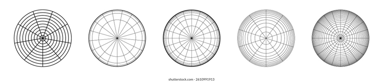 Set of Circular Grid Patterns for Vector Design