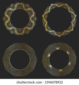 A set of circular guilloshed gold frames. Difficult geometrical pattern. We will apply to protection of securities, border, the banknote. Vector.