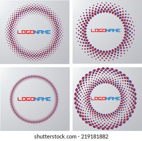 Set of circular halftone dots. Modern icons. Logo design. Vector Design Concept