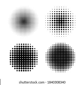 Set of circular halftone elements. Halftone effects. Gradient halftone dots.