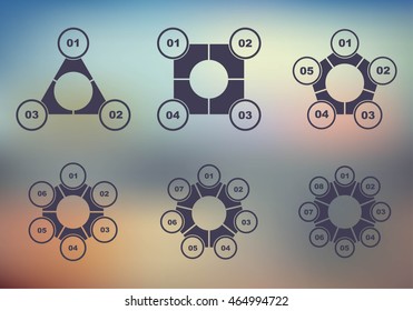 Set of circular infographics. Template for cycling diagram, graph, presentation and round chart.