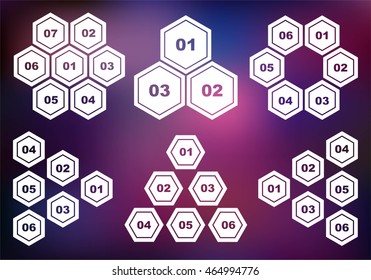 Set of circular infographics. Template for cycling diagram, graph, presentation and round chart.
