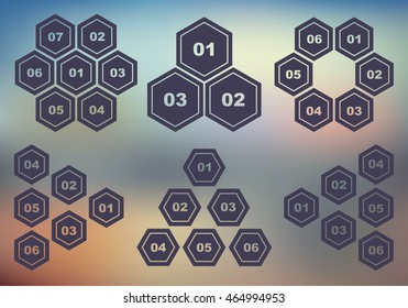 Set of circular infographics. Template for cycling diagram, graph, presentation and round chart.