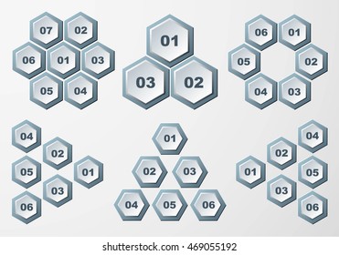 Set of circular infographics. Template for cycling diagram, graph, presentation and round chart.