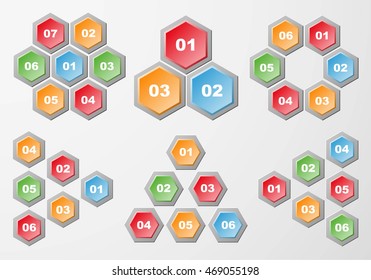 Set of circular infographics. Template for cycling diagram, graph, presentation and round chart.