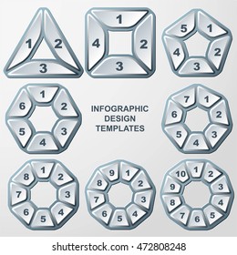 Set of circular infographics. Template for cycling diagram, graph, presentation and round chart.