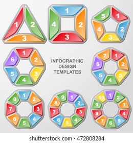 Set of circular infographics. Template for cycling diagram, graph, presentation and round chart.