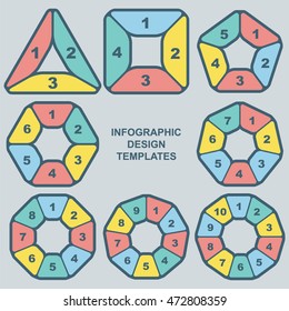 Set of circular infographics. Template for cycling diagram, graph, presentation and round chart.